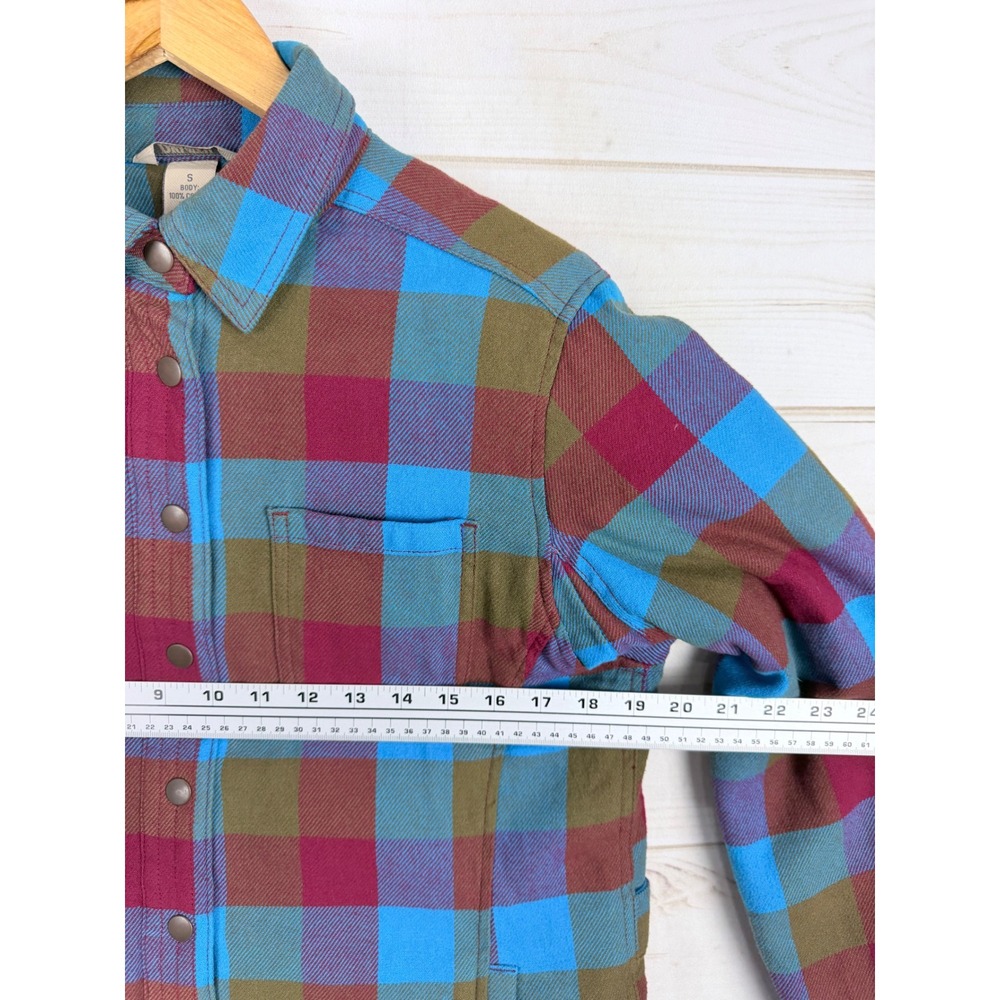Duluth Trading Shacket Women Small Flapjack Flannel Shirt Snaps Quilt Lined - Picture 5 of 7